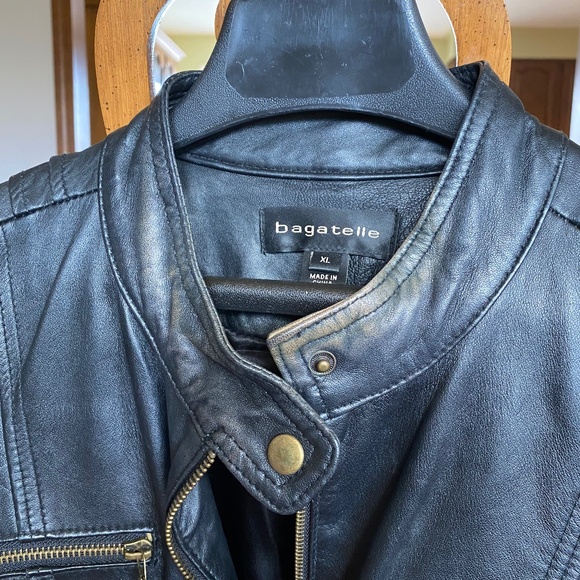 Bagatelle distressed black leather jacket Women’s XL - Picture 7 of 8